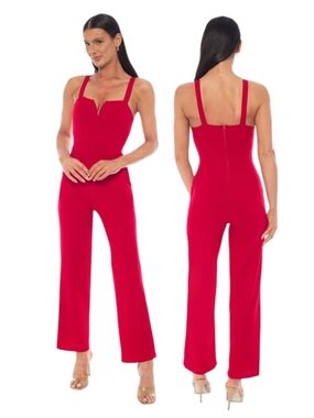 Bebe Red V-wire Core Jumpsuit